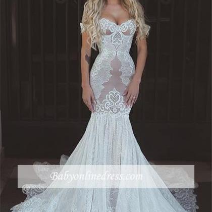 Sexy Mermaid Lace Wedding Dresses 2018 Cap Sleeves..