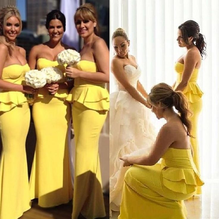 Chic Peplum Bridesmaid Dresses Bright Yellow Mermaid Ruffles Maid Of Chic Peplum Bridesmaid Dresses Bright Yellow Mermaid Ruffles Maid Of Honor Dress On Luulla
