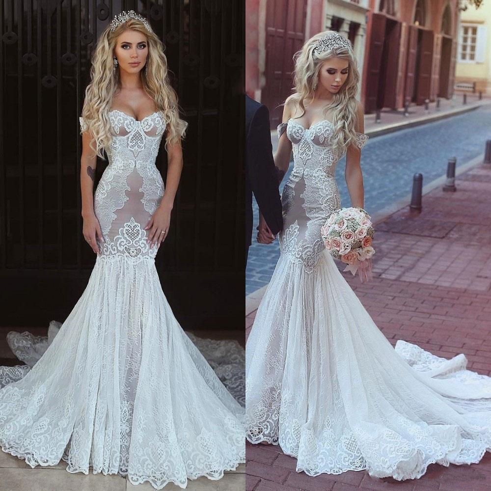 Sexy Mermaid Lace Wedding Dresses 2018 Cap Sleeves Appliques Bridal Gowns On Luulla 7360